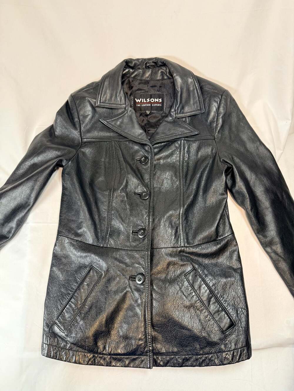 Vintage Indie Wilsons The Leather Experts 80’s Black Leather 4-Button Car Coat J